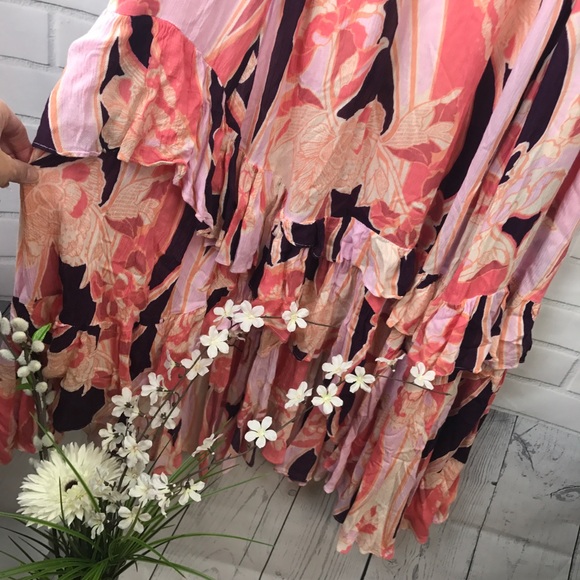 NWT Free People Floral Maxi Skirt Pink